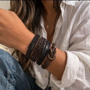 Leather Wrap Bracelet Bundle (4 pcs) – Unisex Braided Adjustable